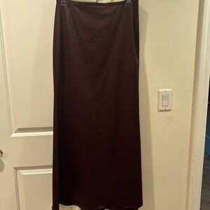 New w Tag-  JS Collection Brown satin skirt with fan in back Sz 10